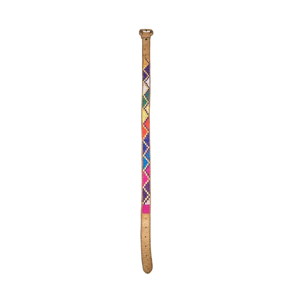 Handmade in Guatemala Multicolored Chevron Cotton & Leather Women's Belt Size 34